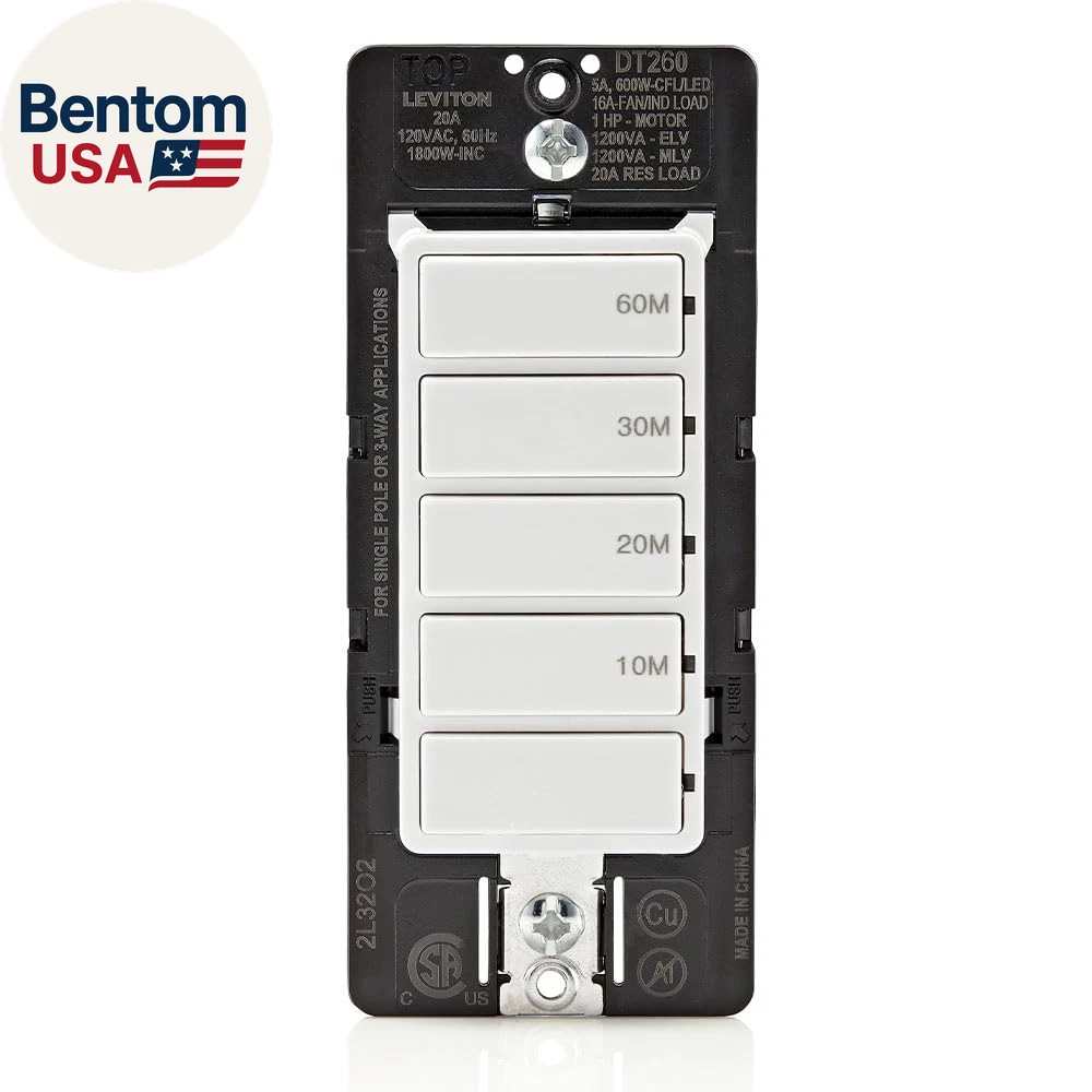 Countdown Switch for Bathroom Household Lights, 10-20-30-60 Min, Neutral Wire Re