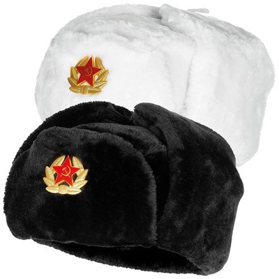Cappello Russo Ushanka In Pelliccia Sintetica – Stile Sovietico, Paraorecchie, Taglia 60, Con Insegna Dell'Esercito Rosso