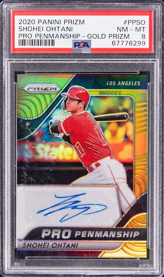 2020 Panini Prizm Pro Penmanship Gold Prizm Shohei Ohtani Auto #06/10 PSA 8 NMMT
