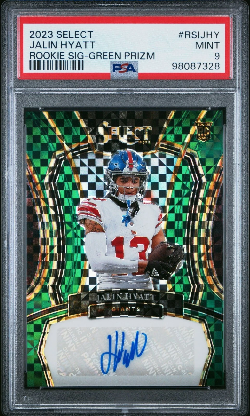 Jalin Hyatt Panini Select Rookie Signatures #RSIJHY Green