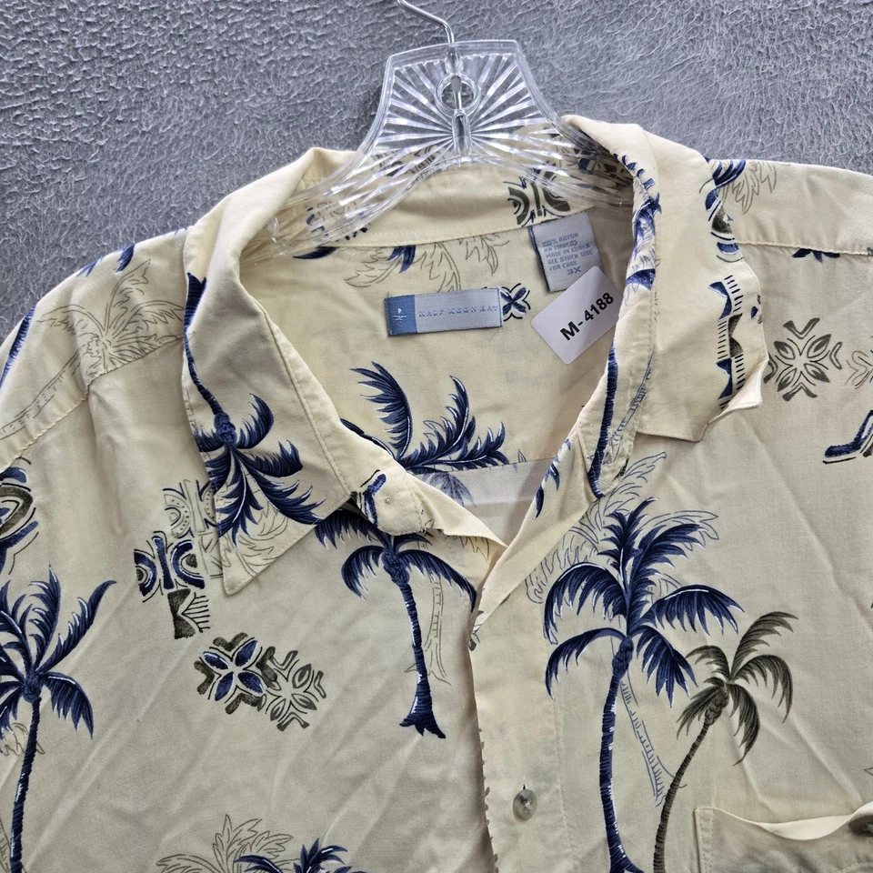 Camisa masculina vintage Half Moon Bay com botões 3X bege havaiana estampa gráfica floral - Imagem 4 de 4