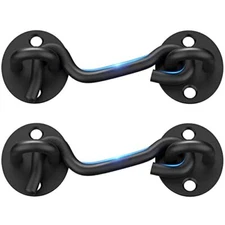 2 Pack Barn Door Lock Gate Latch, 4 In Black Hook & Eye Latch Heavy Duty Screen