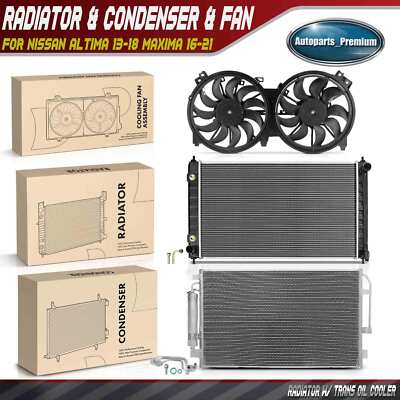 Radiator & AC Condenser & Cooling Fan Kit for Nissan Altima 13-18 Maxima 16-21