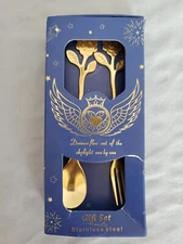 Baby Fork & Spoon Set (Gold Stainless Steel)  in the Original box
