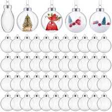 48 Packs Christmas Ornament Balls Clear Plastic Discs Balls Bulk Transparent ...