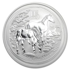 2014 Perth Mint Australia 5 oz .999 Fine Silver  Coin $8 Year of the Horse