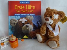 Sunkid Teddy verletzt Stofftier + Zahndose + Buch: Erste Hilfe für mein Kind