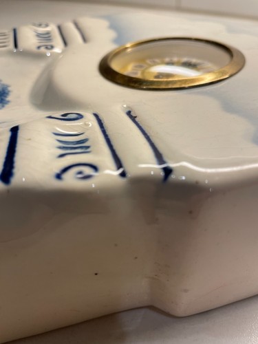 West Germany Porcelain Wind Up Clock M.W Mercedes Delft Motif Belgian Blue 417 - Picture 10 of 24