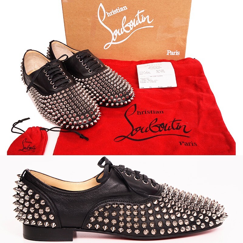 37 NEW $995 CHRISTIAN LOUBOUTIN Black Leather FREDDY STUDDED 37 NEW $995 CHRISTIAN LOUBOUTIN Black Leather FREDDY STUDDED