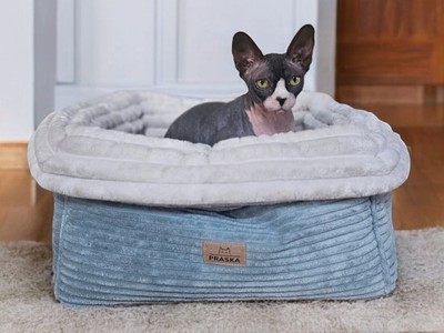 DREAMBOX - Katzen- & Hundebett, Höhle, Nest mit warmem Fell. 3 Größen, 2 in 1.
