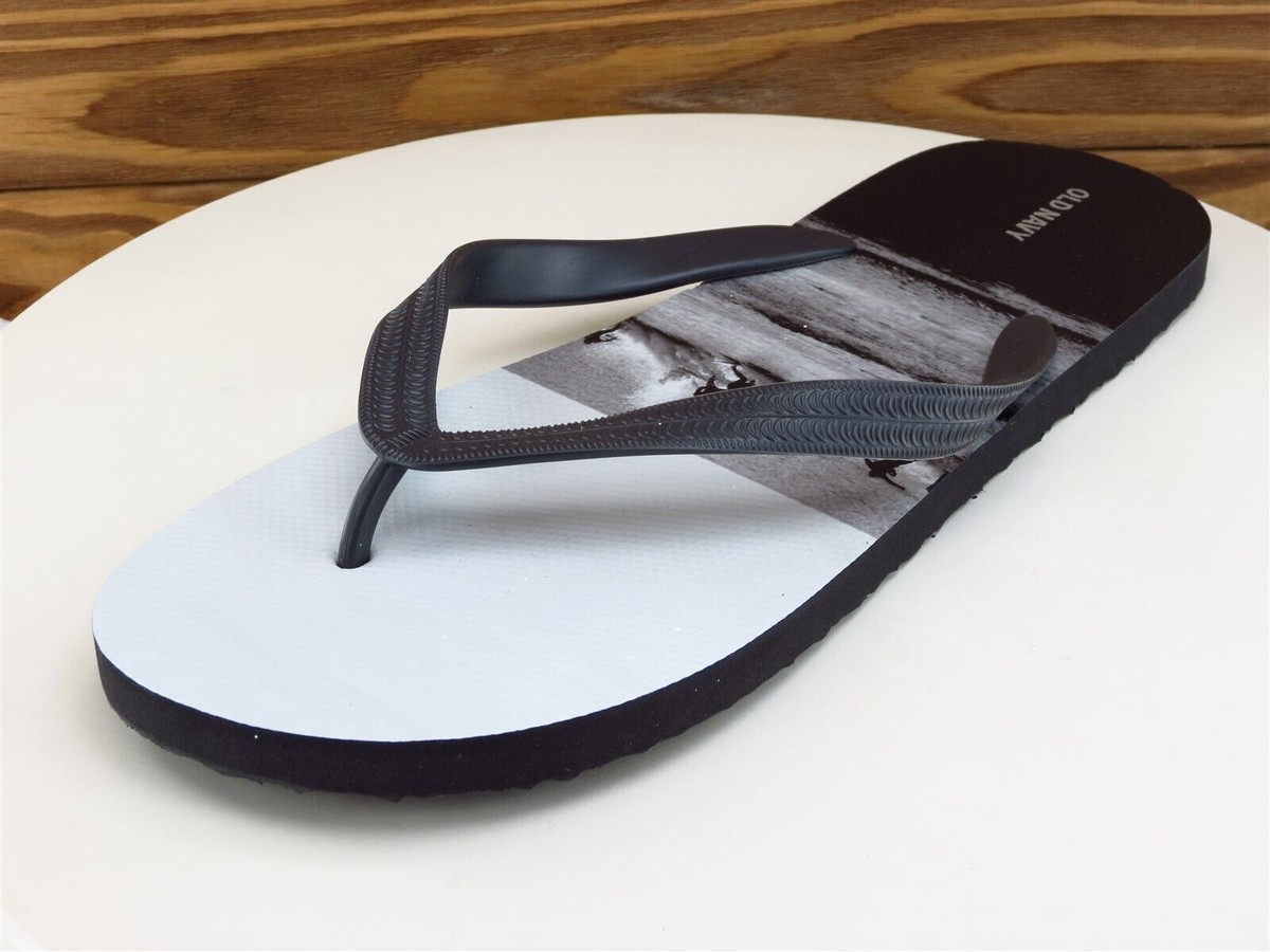 Old Navy Sz 12-13 Flip Flop Sandals Black Synthetic Men Slip On