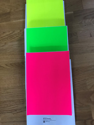 Neon Etiquetten, grün, gelb, pink, Din A 5, Labelident