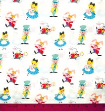 Alice in Wonderland Fabric - HALF YARD - 100 Cotton - Sewing Quilting - Disney