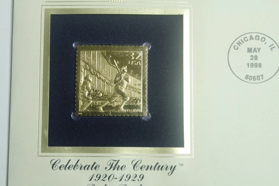 Réplica de sello de oro Babe Ruth 1998 cubierta dorada prueba 22kt - artículo de coleccionista Foto 2 de 3