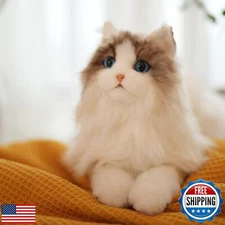 Chongker Stuffed Animals Handmade Realistic Cat Plush Toy Companion Pet for E