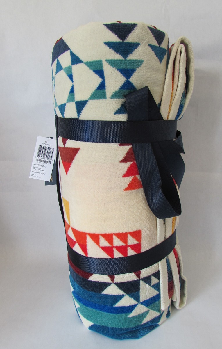 Pendleton Jacquard Beach Towel For Two Pilot Rock Ivory 62