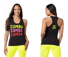 Zumba Smile Racerback Tank Top - Bold Black  XS, Small, Medium ~ New! Free Ship!