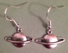 PLANET SATURN EARRINGS - Pewter with Sterling Silver Ear Wires or GP
