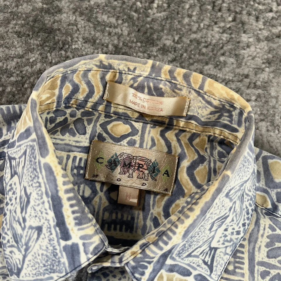 Camisa Hawaiana Campia Moda De Colección Para Hombre Mediana M Azul Pez Tapa Estampado Tiki Años 90 Foto 4 de 4