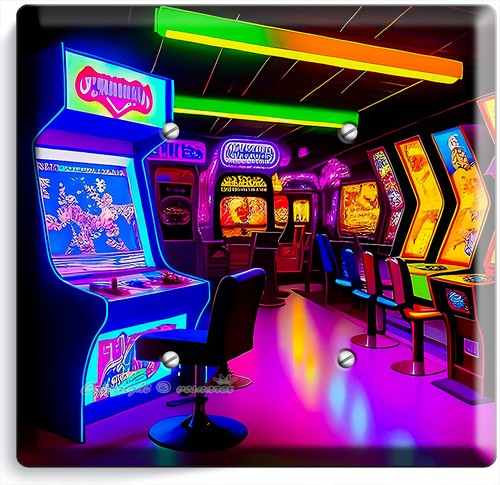 COLORFUL RETRO ARCADE MACHINES LIGHT SWITCH OUTLET WALL PLATE GAME ROOM HD DECOR - Picture 10 of 34