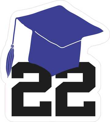 4.5in x 5in Grad Hat Senior 22 Vinyl Sticker Car Truck Vehicle Bumper Decal