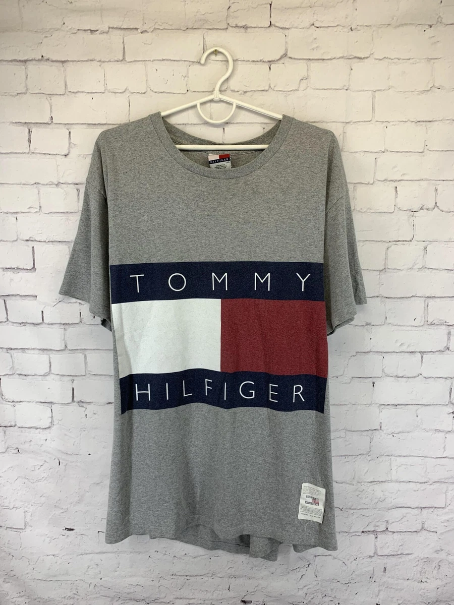 HILFIGER VINTAGE 90S BIG LOGO CASUAL T-SHIRT JERSEY ORIGINAL SIZE | eBay