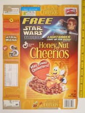 Empty GENERAL MILLS Cereal Box 2002 Honey Nut Cheerios STAR WARS II 43'S Z130A52
