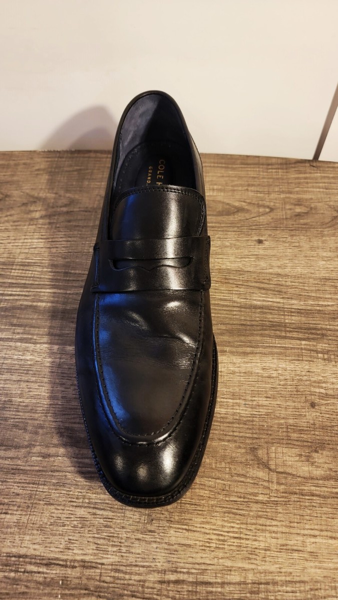Cole Haan Shoes Men 11 Black Leather Grand 360 Woven Strap Loafers Dress Classic Cole Haan Grand 360 Black Leather Loafer Men main image 3