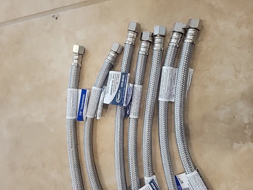 (7) PROFLO PFX146342 12"L Stainless Steel Braided Supply Lines 3/8” Compression - Picture 7 of 9