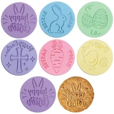 6 Pcs Happy Easter Bunny Cookie Stamp Cookie Cutters Mini Cake Mold Fondant S...