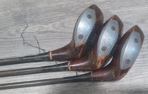 Antique Vintage Macgregor Master Fancy Face Golf Club Set Driver Brassie Spoon - Picture 9 of 17