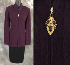 BEAUTIFUL St John collection jacket knit wine purple suit blazer size 4