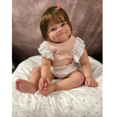 28'' Reborn Baby Doll Toddler Girl Yellow Short Hair Cloth Body Handmade Gifts