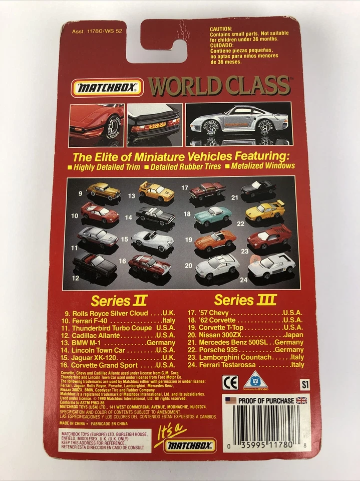 Authentic Matchbox '62 Corvette #18 World Class Collectors Limited Edition V8 - Image 2 of 4