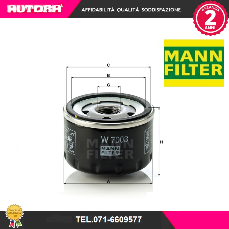 W7003 Filtro olio (MARCA MANN FILTER)..