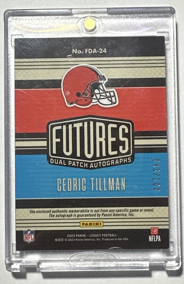 2023 Panini Legacy Rookie Patch Auto Cedric Tillman 43/100 Dual Futures RPA - Image 2 of 4