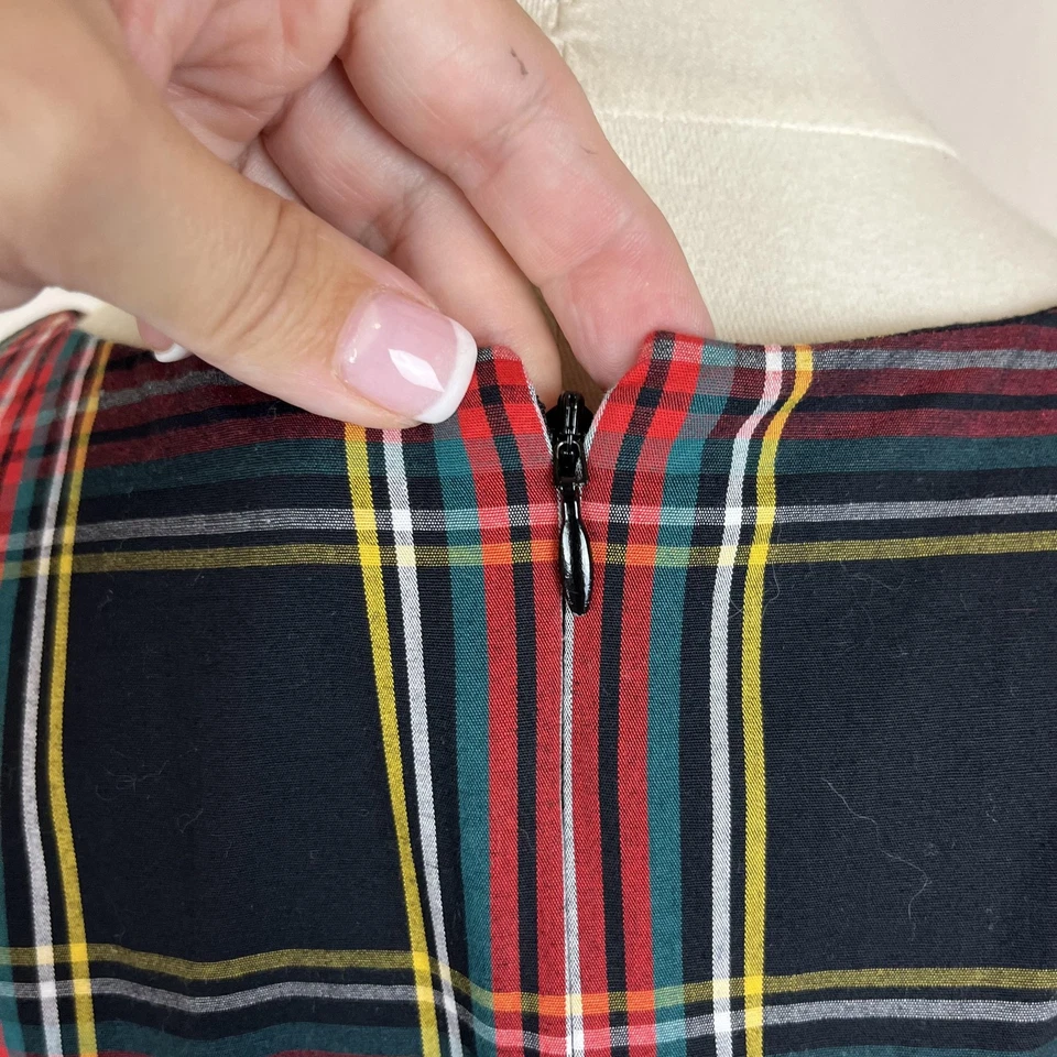 Vestido para mujer J.Crew 10 negro rojo escocés tartán midi preppy vacaciones en la Academia Foto 4 de 4