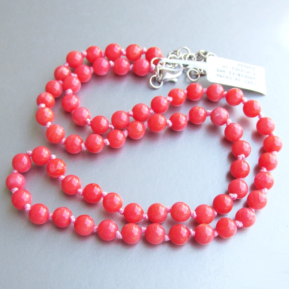 Nuevo Con Etiqueta GEMAS EN BOGA Valitutti 6mm Coral Cuentas 18-20" Collar Esterlina Foto 2 de 4