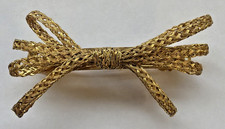 Vintage Made in France Gold Tone Braided Bow Hair Clip Barrette Finding L436