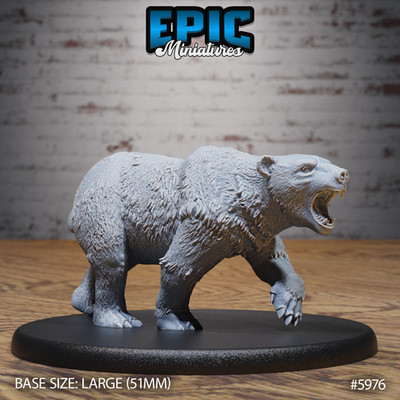 D&D Miniature - Polar Bear Angry (Large)- 3D Model Print DnD RPG Figur Druck