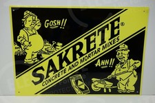 SAKRETE CONCRETE & MORTAR MIX DIE CUT STEEL ENAMEL SIGN UNIQUE 13"H X 19"W