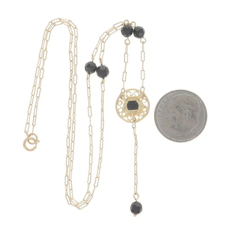 Collar Estación Clip Elegante Oro Amarillo Ónix 16 3/4" - 14k Lariat Foto 3 de 4