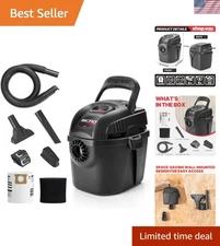 Effortless Wet/Dry Cleanup: 1 Gallon Portable Vacuum with 4ft Hose & Accessories