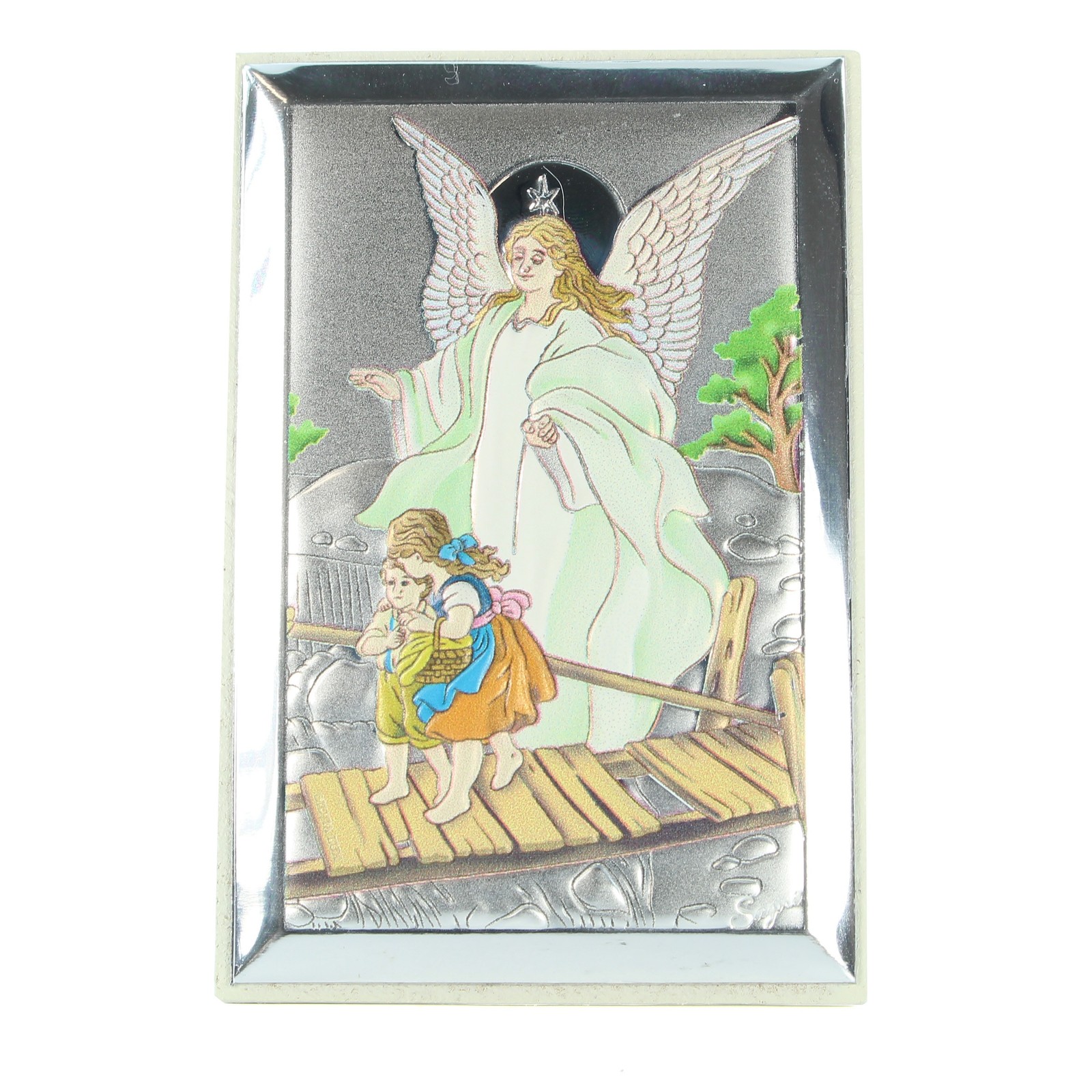 Cadre rectangulaire Ange Gardien sur table de chevet