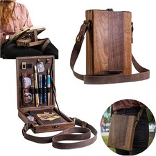 Writers Messenger Wood Box Multifunctional Wooden Handmade Crossbody Postman ...