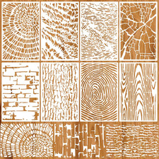 8 Pcs Abstract Texture Brick Stencils for Painting,Reusable Wood Grain Mixed