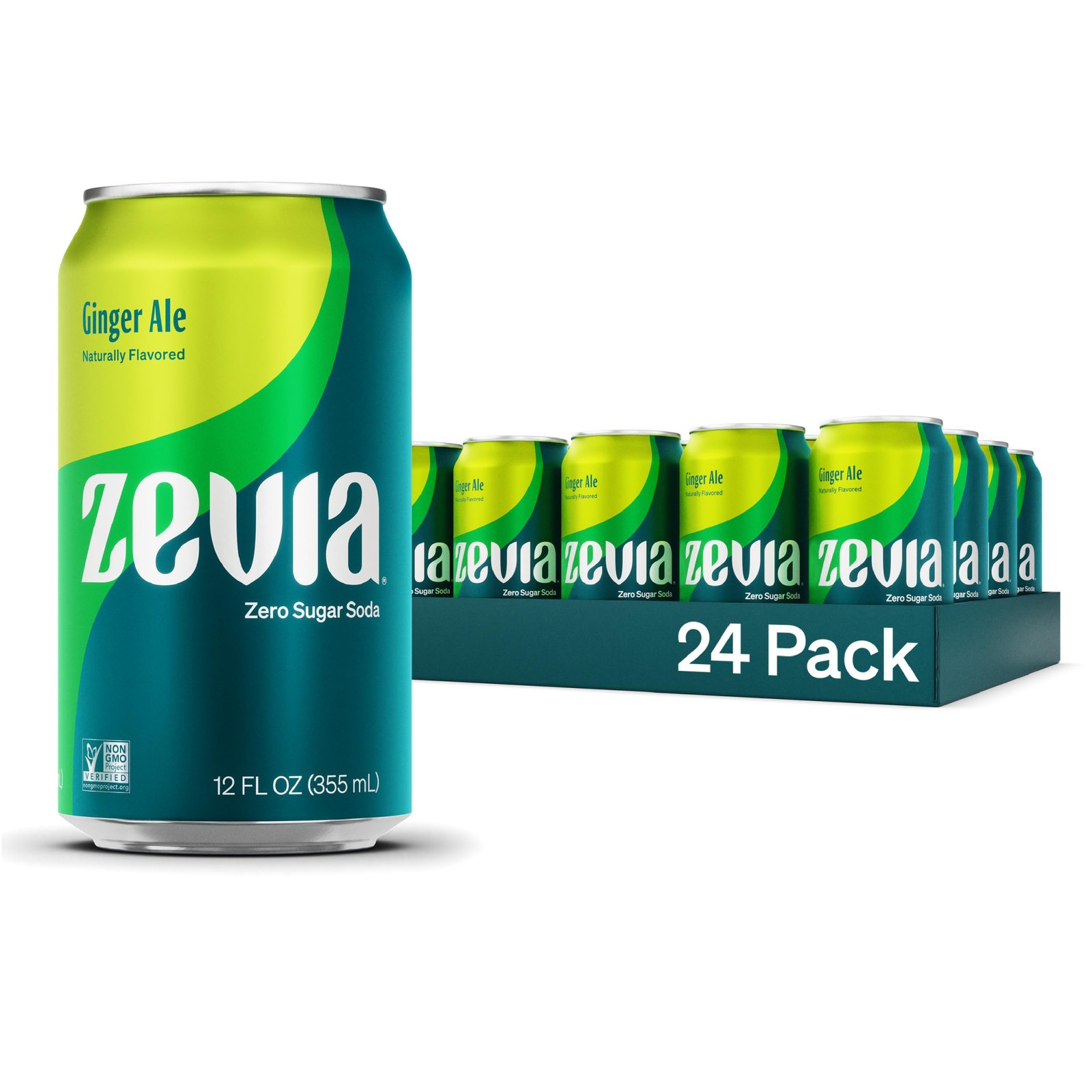 Zero Sugar Ginger Ale Soda 12oz Cans 24-Pack Naturally Sweetened Non-GMO