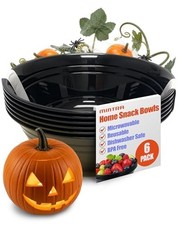 6 Black Snack Bowls Set, 600ml Capacity, Microwave Dishwasher Safe