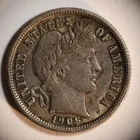 1906 P Barber Dime 10C Cents Coin Silver, VF++!, Scratch