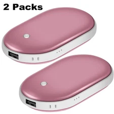 2x Rechargeable Portable Hand Warmer 5000mAh Design w/ Double-Sided Heating